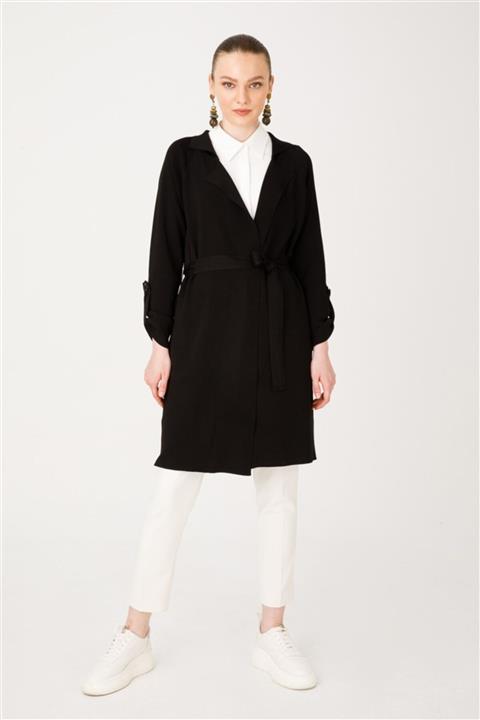 Ghisa Kadın Siyah Uzun Hırka