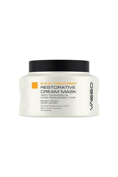 VASSO WOMEN Aşırı Yıpranmış Saçlar Için Keratinli Ve Havyar Ekstraklı Acil Kurtarma Saç Bakım Maskesi 525 ml