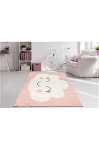 DEMTER CARPET Pembe  Bulut Desenli Oymalı Çocuk Halısı 61a