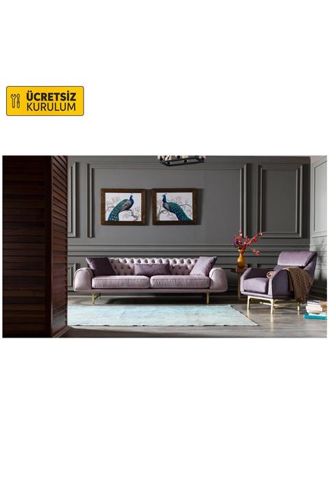 Vivense Nepal Koltuk Takimi Kapitoneli Metal Ayak