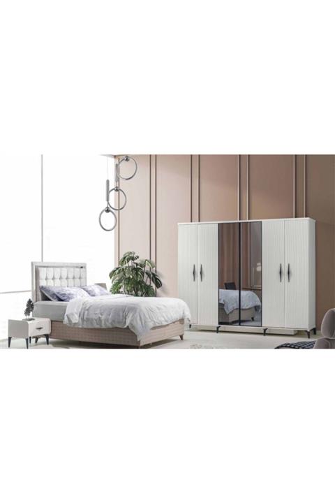 Viento Mobilya Berin Aynalı Ve Kapaklı %100 Mdf Yatak Odası Takımı