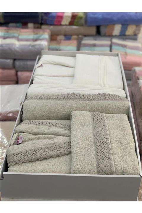 Fiesta Güpürlü Asorti Bukle Aile Bornoz Seti