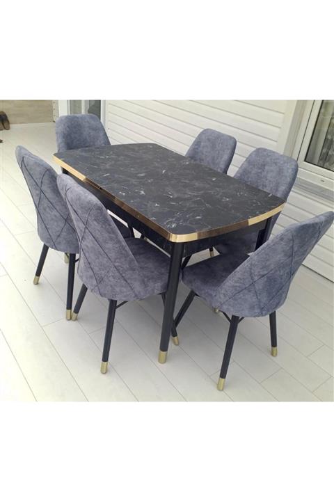 Kristal Evim Mdf Açılabilir Masa Sandalye Takımı 6 Kişilik Yemek Masası Takımı Mdf Masa Sandalye