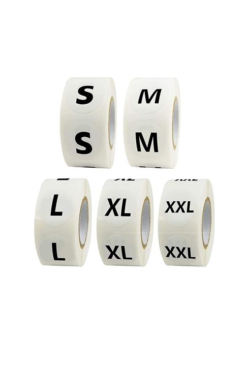 hodbehod Beyaz Renk Yapışkanlı Beden Etiketi ( S-m-l-xl-xxl) 5 Rulo