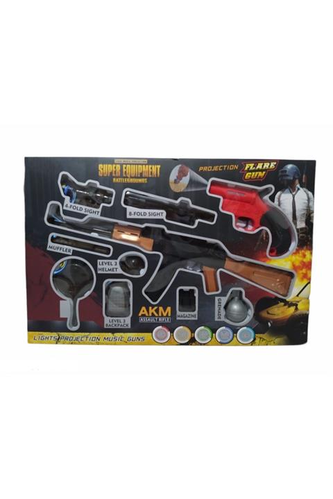 MuditaToys Pubg Kutulu Tüfek Seti Akm Assault Rifle 10 Parça Oyuncak Silah Seti Sesli Işıklı