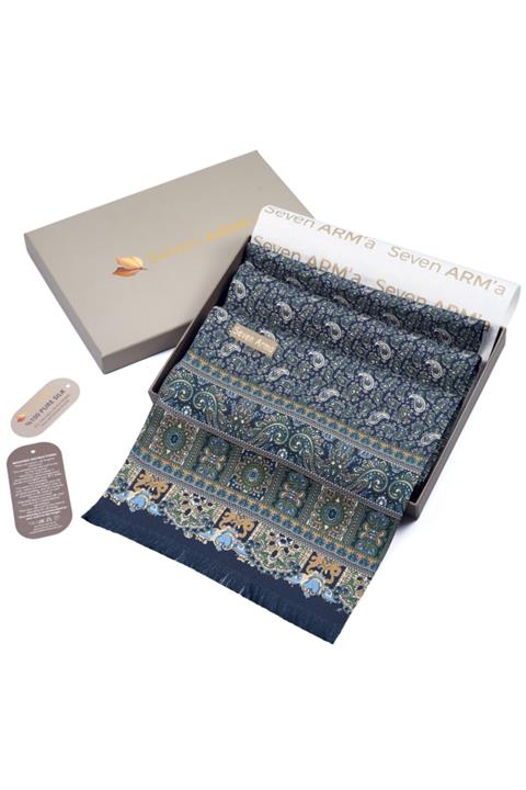 SEVEN ARMA Unisex Mavi Rengi Twill Ipek Atkı