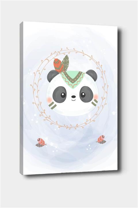 Else Halı Else Bohem Kızılderili Panda Desenli Dekoratif Çocuk Bebek Odası Kanvas Tablo 50x70 Cm