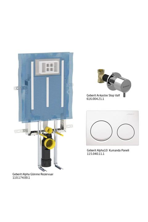 Geberit Alpha10 Gömme Rezervuar Seti,beyaz Panel