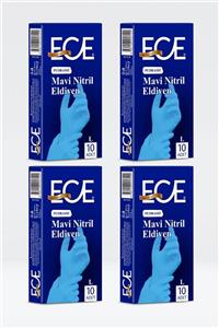 Ece Mavi Nitril Eldiven Büyük Pudrasız 10'lu 4 Paket