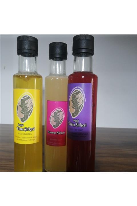 Manavgat Kadin Girişimi Kooperatifi Elma /ananas / Üzüm Sirkesi Tane 457 gr Katkısız Doğal Sirke 3lüsü