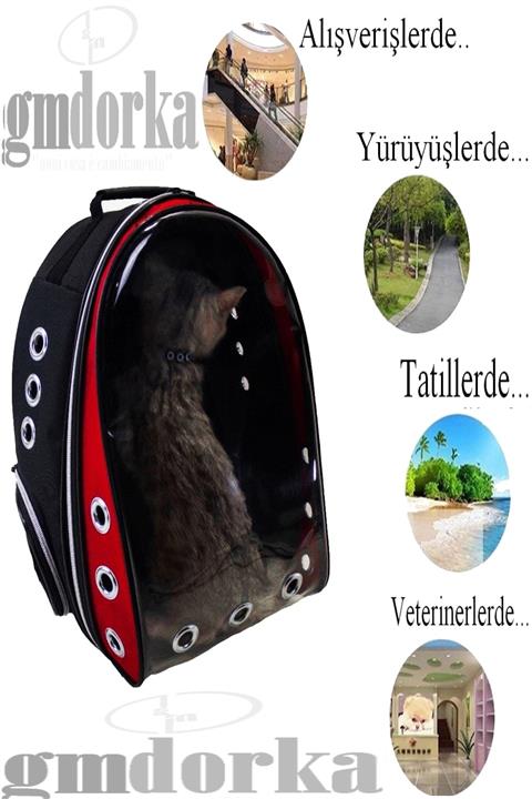 my polo clup Gmdorka Silver Astronot Kırılmaz Şeffaf Kedi Köpek Seyahat Taşıma Çantası Kırmızı