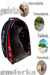 my polo clup Gmdorka Silver Astronot Kırılmaz Şeffaf Kedi Köpek Seyahat Taşıma Çantası Kırmızı