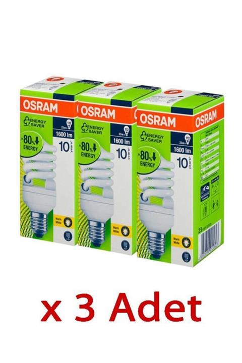 Osram Mini Twist 23w (112w) Ekonomik Ampul Sarı Işık (3 Adet) Kompak Floresan Ampul E27 Duy
