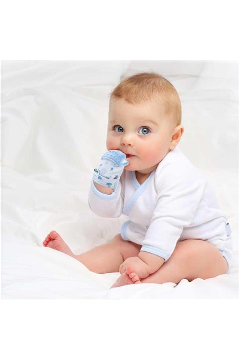 DOFİ Diş Kaşıyıcı Eldiven Kirpi Desenli Mavi