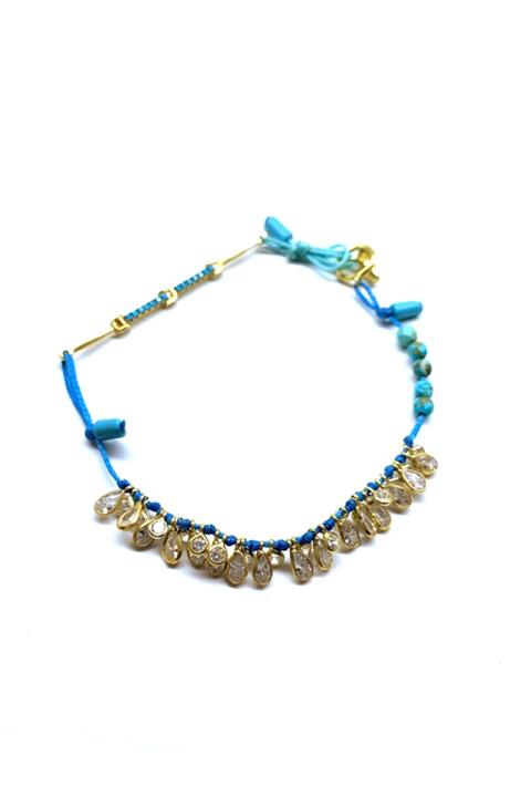 Bysevisilver Mavi Ipli Markiz Detaylı Turkuaz Tasarım Halhal