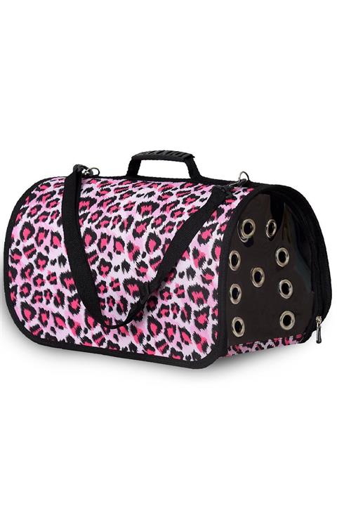 Patipeti Leopar Pembe Taşınabilir Kedi Ve Köpek Taşıma Çantası