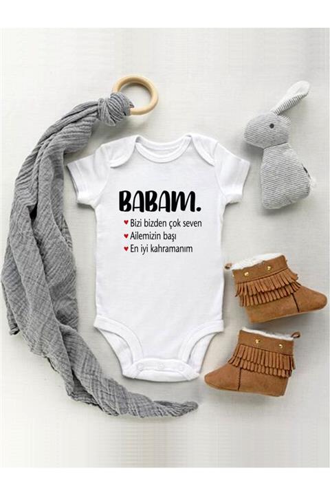 Limon Babam Özel Yazılı Organik Kısa Kol Çıtçıtlı Bebek Body