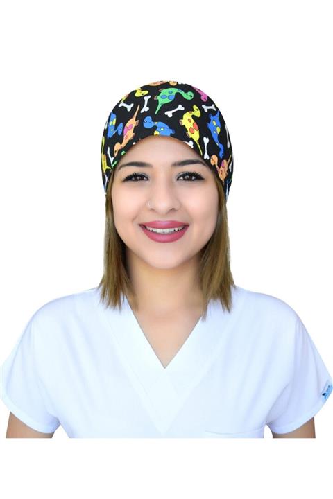 Nur Ortopedi Dinazor Desenli Doktor Hemşire Cerrahi Hastane Aşçı Bonesi