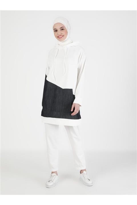 Saye Modest Kadın Beyaz Eşofman Takımı İkili