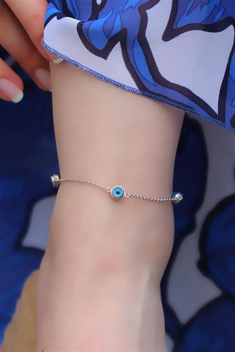 Necati Gün 4 Nazar Boncuklu Gümüş Halhal