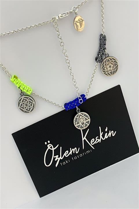 ÖZLEM KESKİN TAKI TASARIMI Gümüş Mandala  Kalın Zincir Halhal