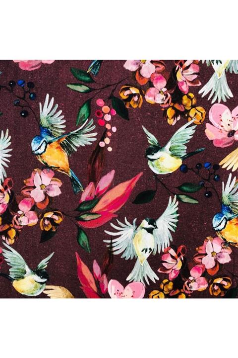 feminen Üç Iplik Şardonlu Kuş Desen