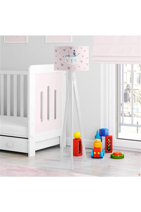 Çekirdek Home Gri Kalpli Iskandinav Tavşan Çocuk Odası Lambader