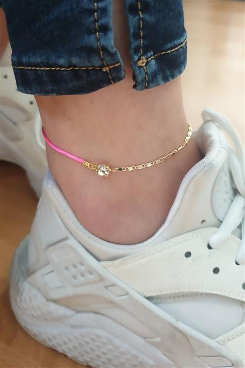 MODMODAACCESSORİES Kadın Gold Pembe Taşlı Halhal