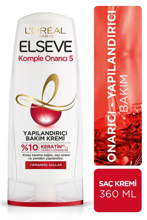 ELSEVE Komple Onarıcı 5 Yıpranmış Saçlar Için Keratinxs Içeren Yapılandırıcı Bakım Kremi 360 ml
