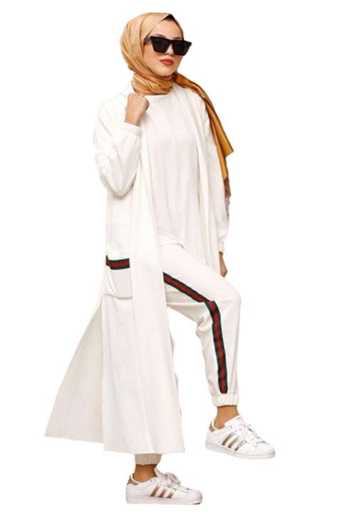 Ladonna Libera Asia 3’lü Kombin Set - Kırık Beyaz Mk1103 42 Beden