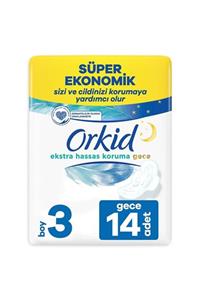 Orkid Extra Hassas Koruma Dörtlü Hijyenik Ped Gece 14lü Boy 3