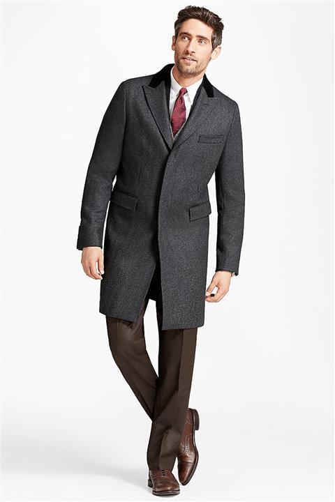 BROOKS BROTHERS Erkek Gri Siyah Desenli Palto