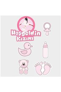 Matystore Parti Hoşgeldin Kızım Baby Shower Sticker Etiket Seti 6 Adet