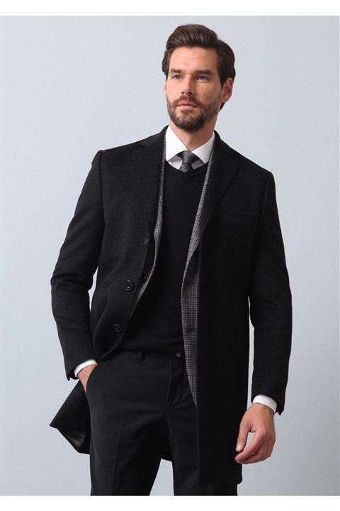 Ramsey Erkek Antrasit Dokuma Palto