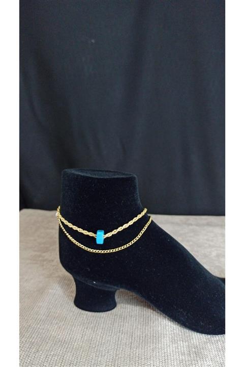 ŞIK TAKI BUJİTERİ Mavi Boncuk Halhal Gold Zincir