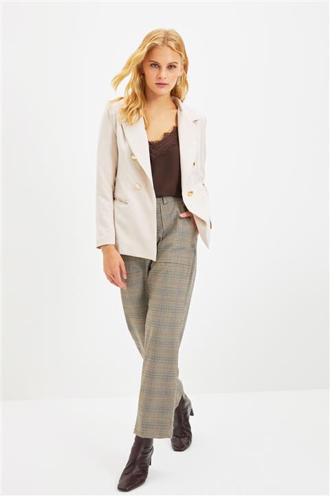 TRENDYOLMİLLA Bej Petit Düğmeli Blazer Ceket TWOAW22CE0486