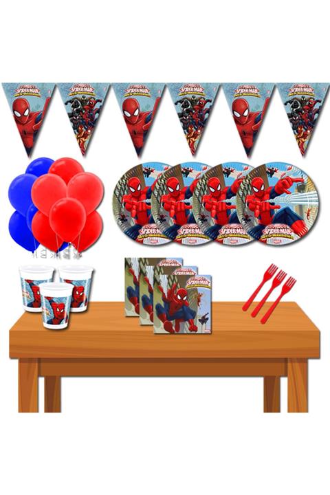 partykids Örümcek Adam Eko 8 Kişilik Doğum Günü Parti Malzemeleri Seti