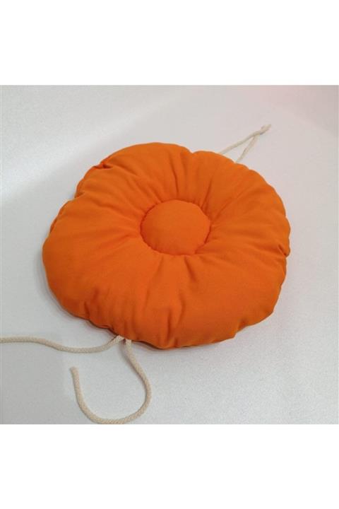 APAYDIN ÇEYİZ Turuncu Pofidik Yuvarlak Tabure Sandalye Minderi