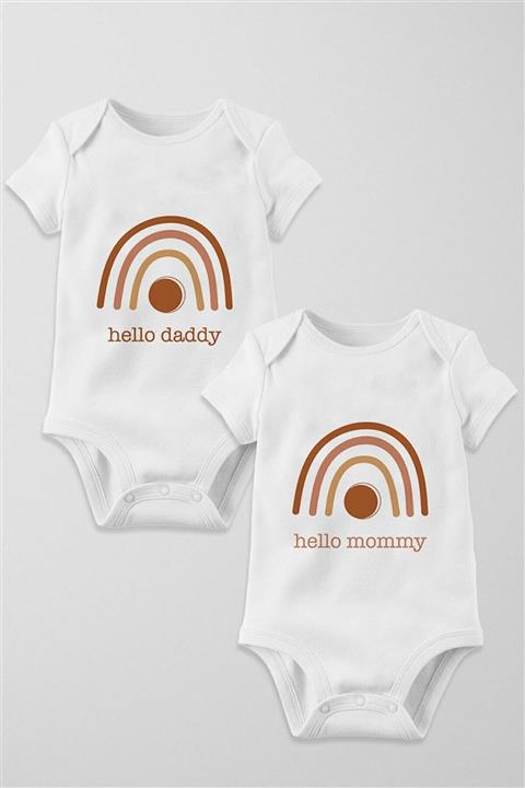 BabyLimon Boho Hello Daddy & Mommy 2'li Çıtçıtlı Body Seti - Anne Baba Serisi