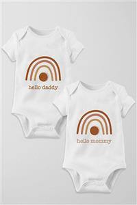 BabyLimon Boho Hello Daddy & Mommy 2'li Çıtçıtlı Body Seti - Anne Baba Serisi