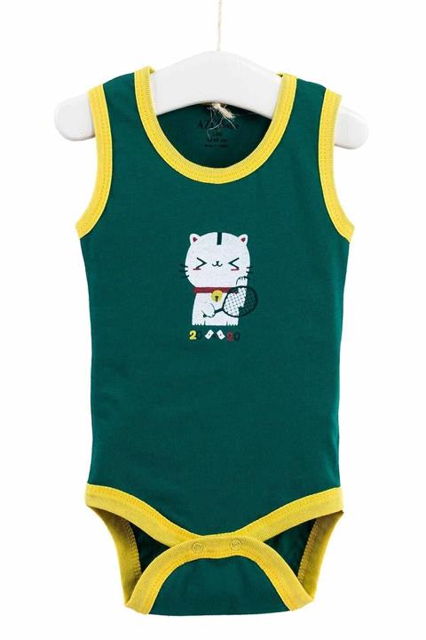 Aziz Bebe Erkek Bebek Çıtçıtlı Kolsuz Body 3-12 Ay Azz001677