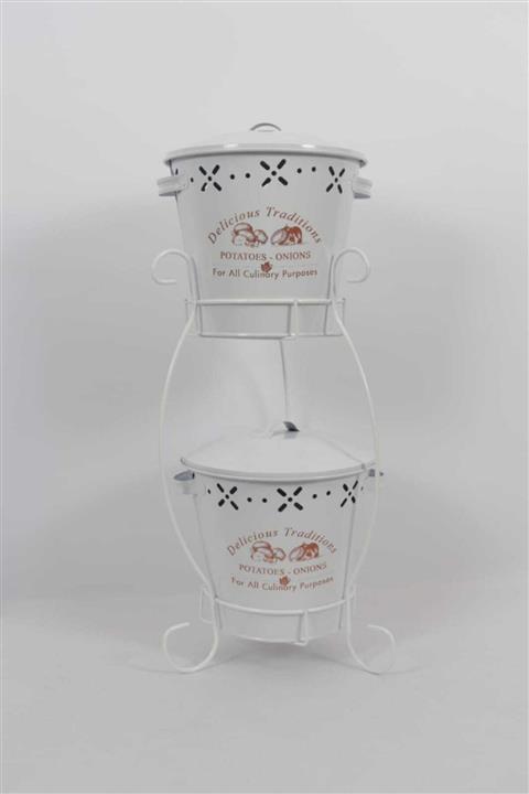 MuratogluHome Metal Beyaz 2 Katlı Patates Soğan Kutusu 72cm