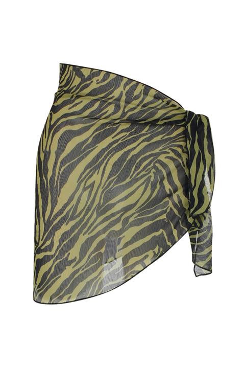 Mozto Haki Zebra Mini Şifon Pareo