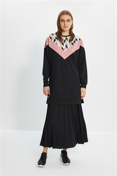 Trendyol Modest Siyah Bisiklet Yaka Scuba Alt-Üst Takım TCTAW22US0003