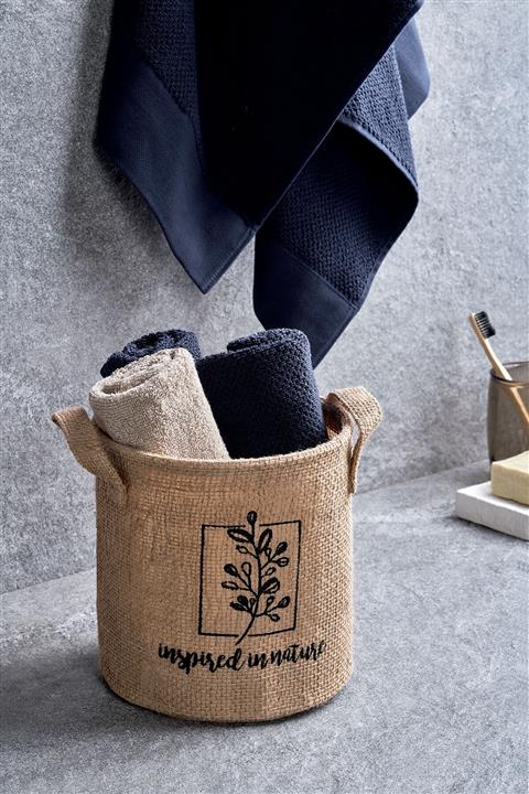 OCEAN HOME Desen Baskılı Jüt Silindir Sepet // 20x20