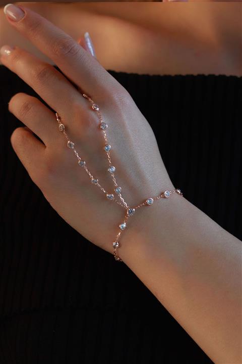 Necati Gün Sıra Zirkontaşlı Rose Gold Kaplama Gümüş Şahmeran