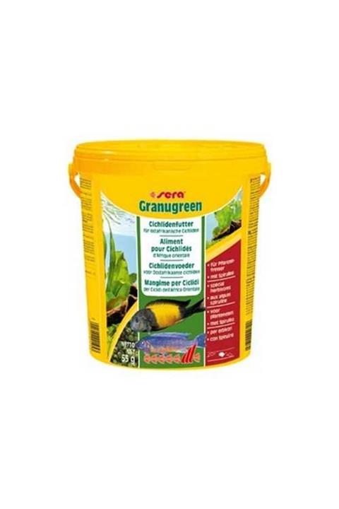 SERA Granugreen Cichlid Balıkları Için Bitkisel Balık Yemi Kova 10 Litre