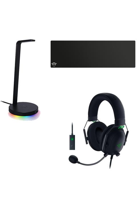 RAZER Blackshark V2 Usb Enhancer + Trust Gxt 758 Xxl Mousepad + Base Station V2 Chroma