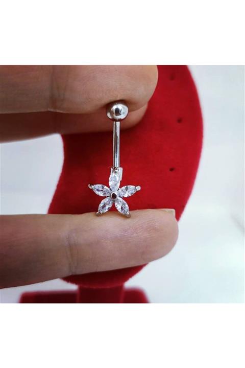 Arescollection Cerrahi Çelik Taşlı Göbek Piercingi