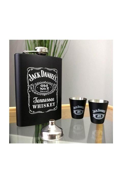ema Paslanmaz Çelik Jack Matara Shot Bardaklı Viski Içki Alkol Seti